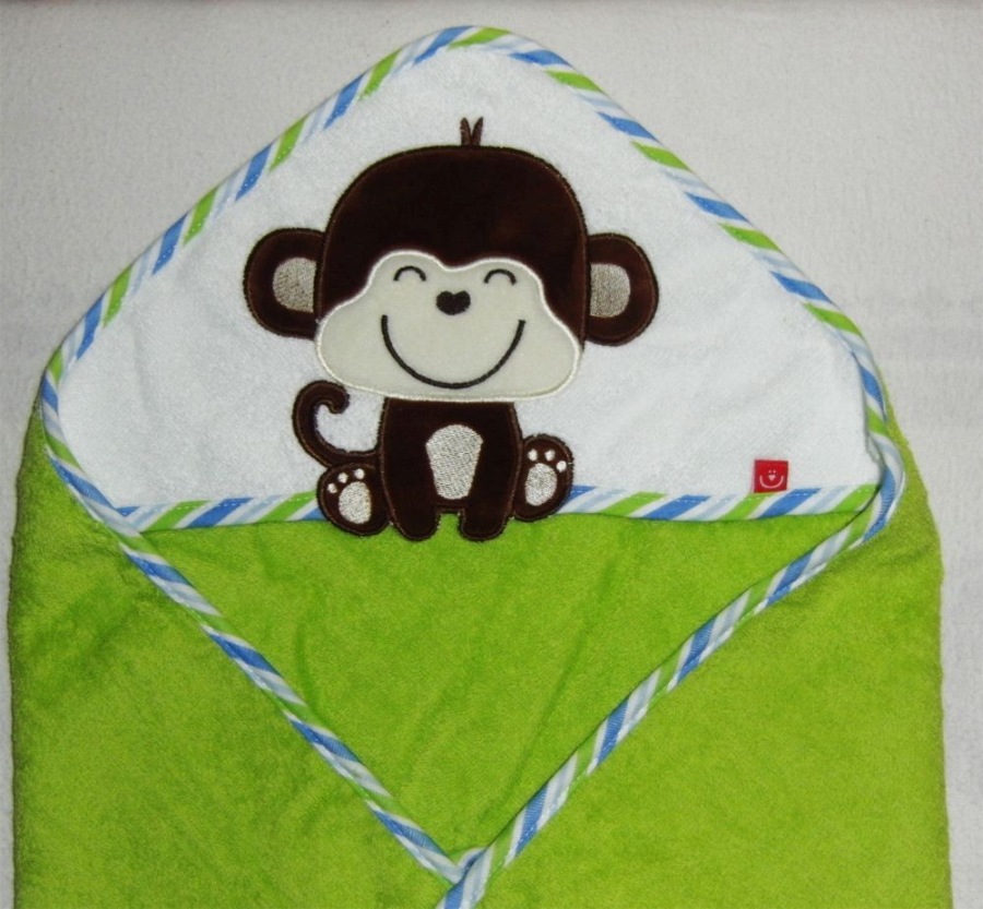 Baby Badetuch_gruen_Affe1